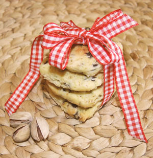 Cookies con pistacchi e cioccolato