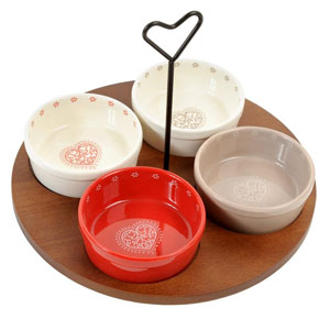 MDM 115185 Vassoio in legno 4 coppette Chalet
